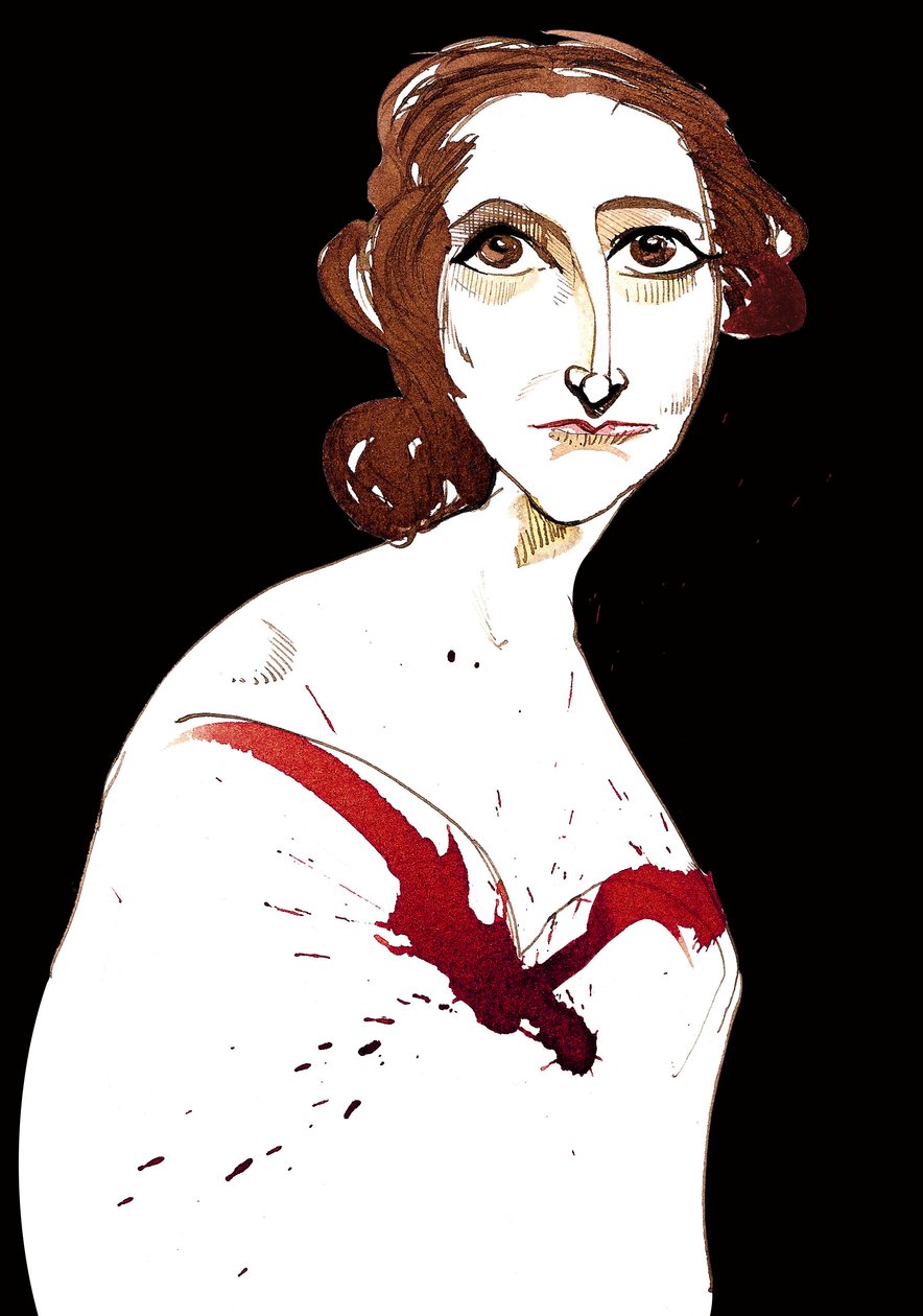 Mary Wollstonecraft Shelley, Farbkarikatur von Neale Osborne