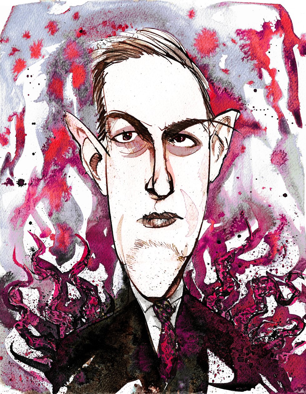 Amerikanischer Horror- und Science-Fiction-Autor Howard Phillips Lovecraft (1890-1937); Karikatur von Neale Osborne