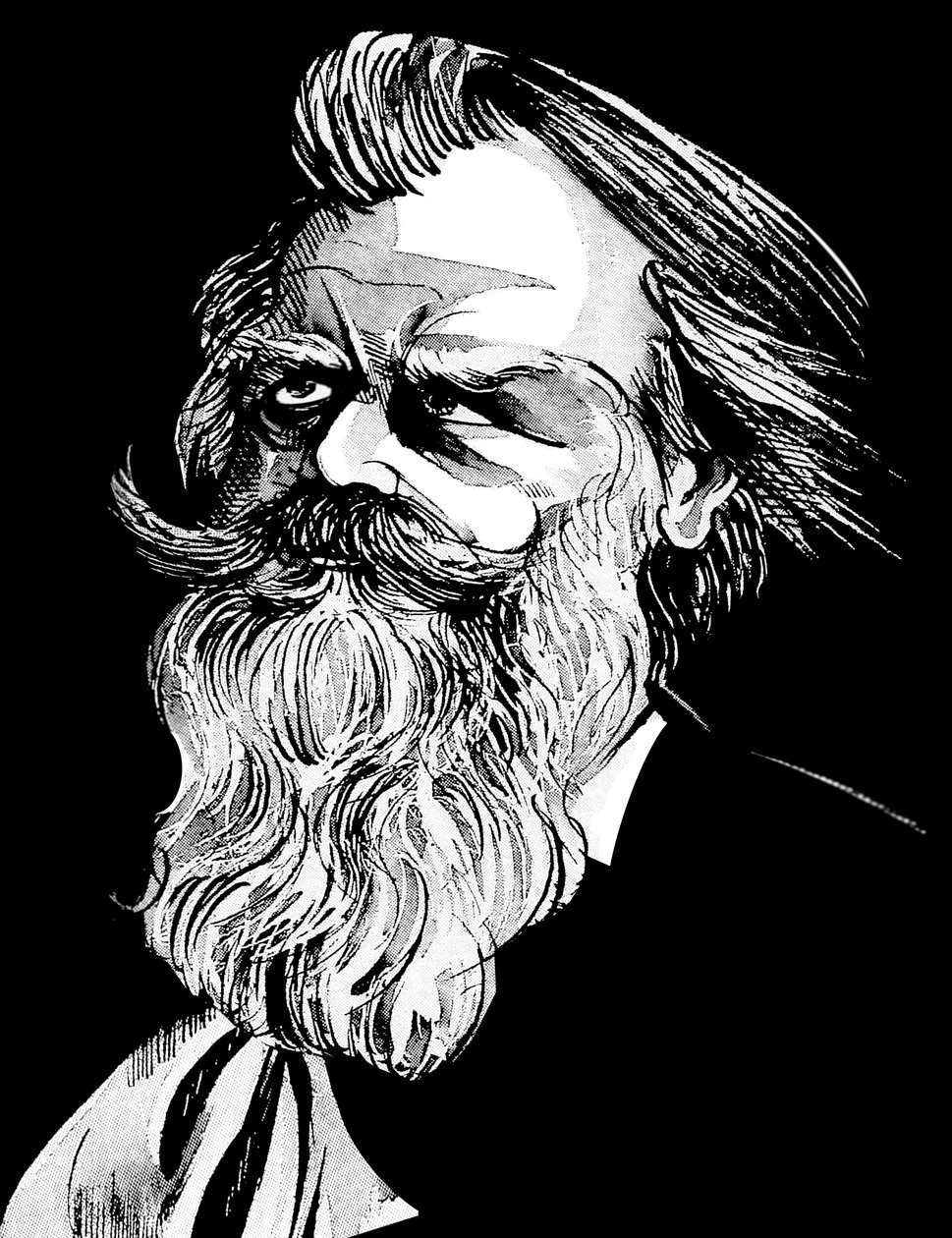 Johannes Brahms, deutscher Komponist (1833-97), Grauton-Aquarellkarikatur von Neale Osborne