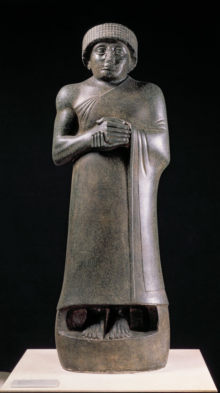 Statue eines Königs mit gefalteten Händen, möglicherweise Gudea, Fürst von Lagash von Neo Sumerian Neo Sumerian