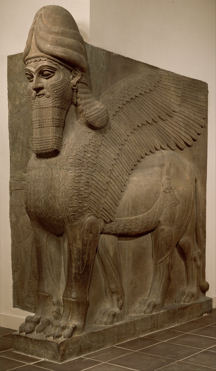 Menschköpfiger geflügelter Löwe (Lamassu), ca. 883-859 v. Chr. von Neo Assyrian