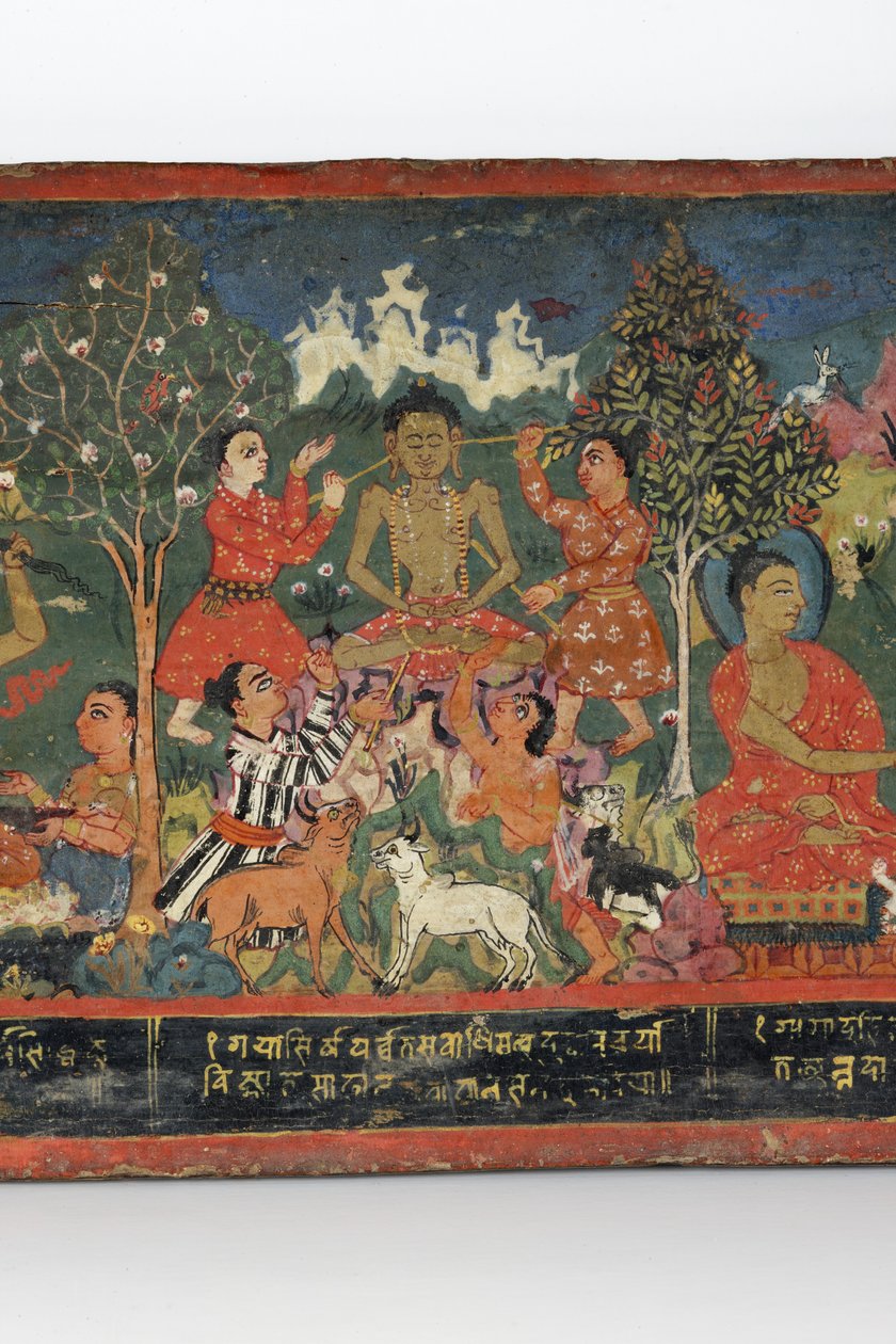(Detail) von einem buddhistischen Manuskriptcover von Nepalese School
