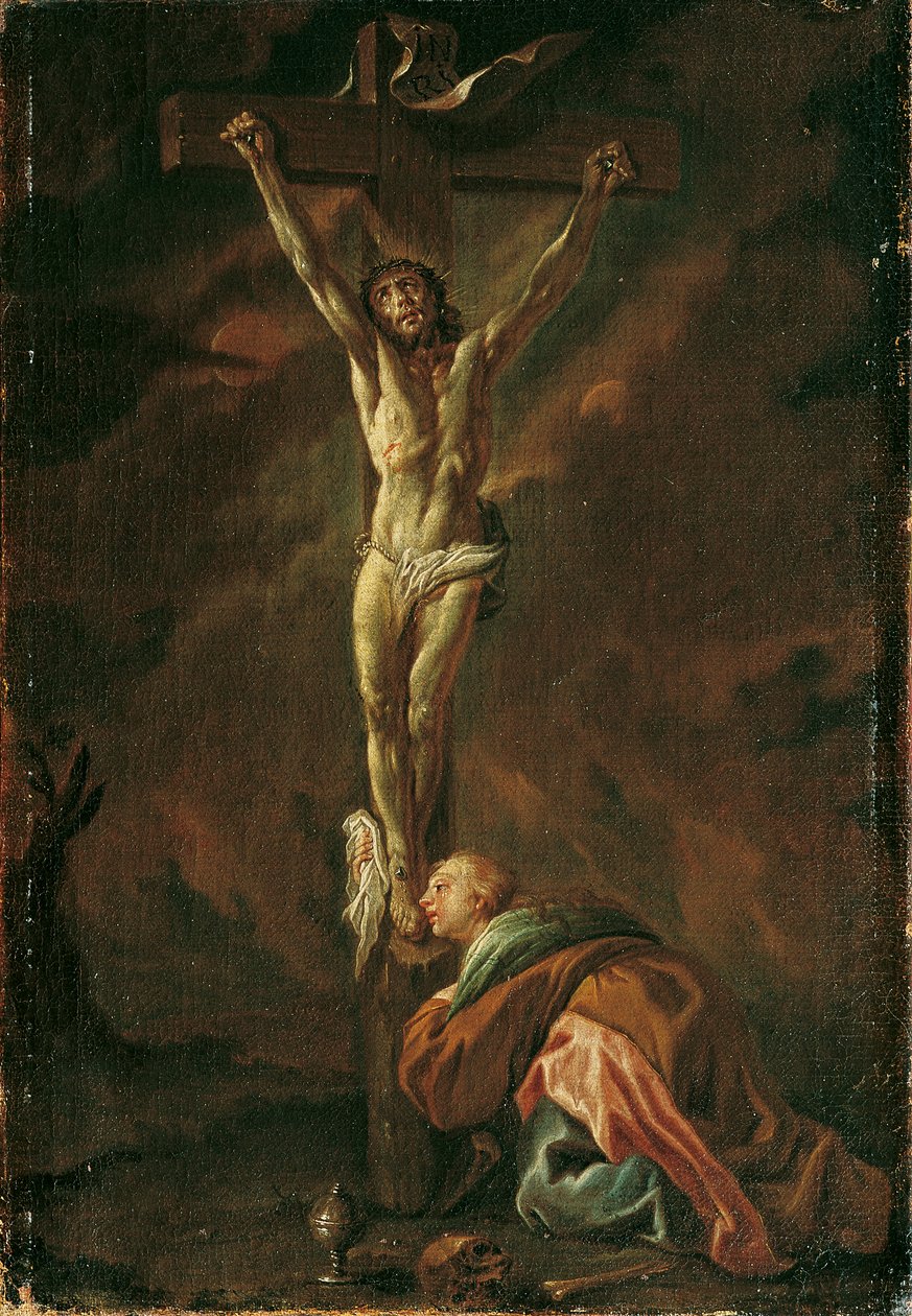 Christus am Kreuz mit Maria Magdalena von Leopold Blonder