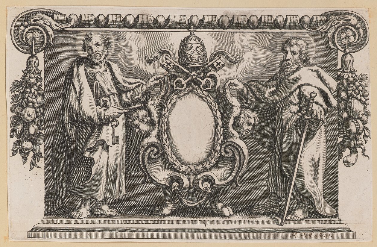 Vignette für ein Buch, das Papst Urban VII. gewidmet ist von Netherlandish 17th Century after Sir Peter Paul Rubens