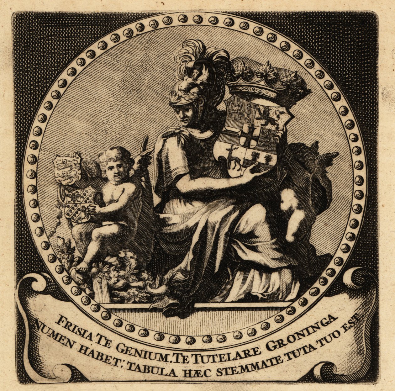 Allegorische Figur von Friesland und Groningen mit Wappen von Netherlandish School