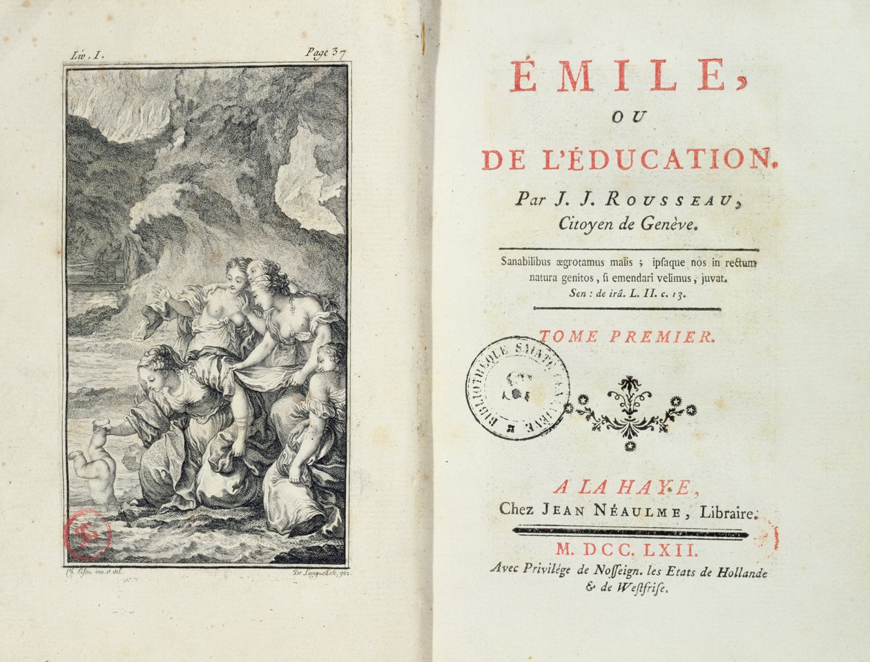Frontispiz für Emile von Jean-Jacques Rousseau, 1762 von Netherlandish School