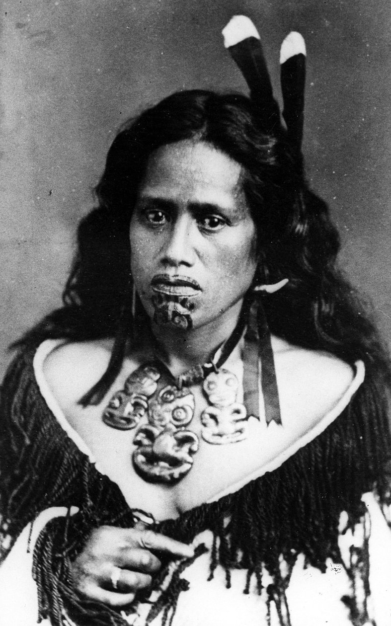 Porträt einer Maori-Frau, vor 1880 von New Zealand Photographer