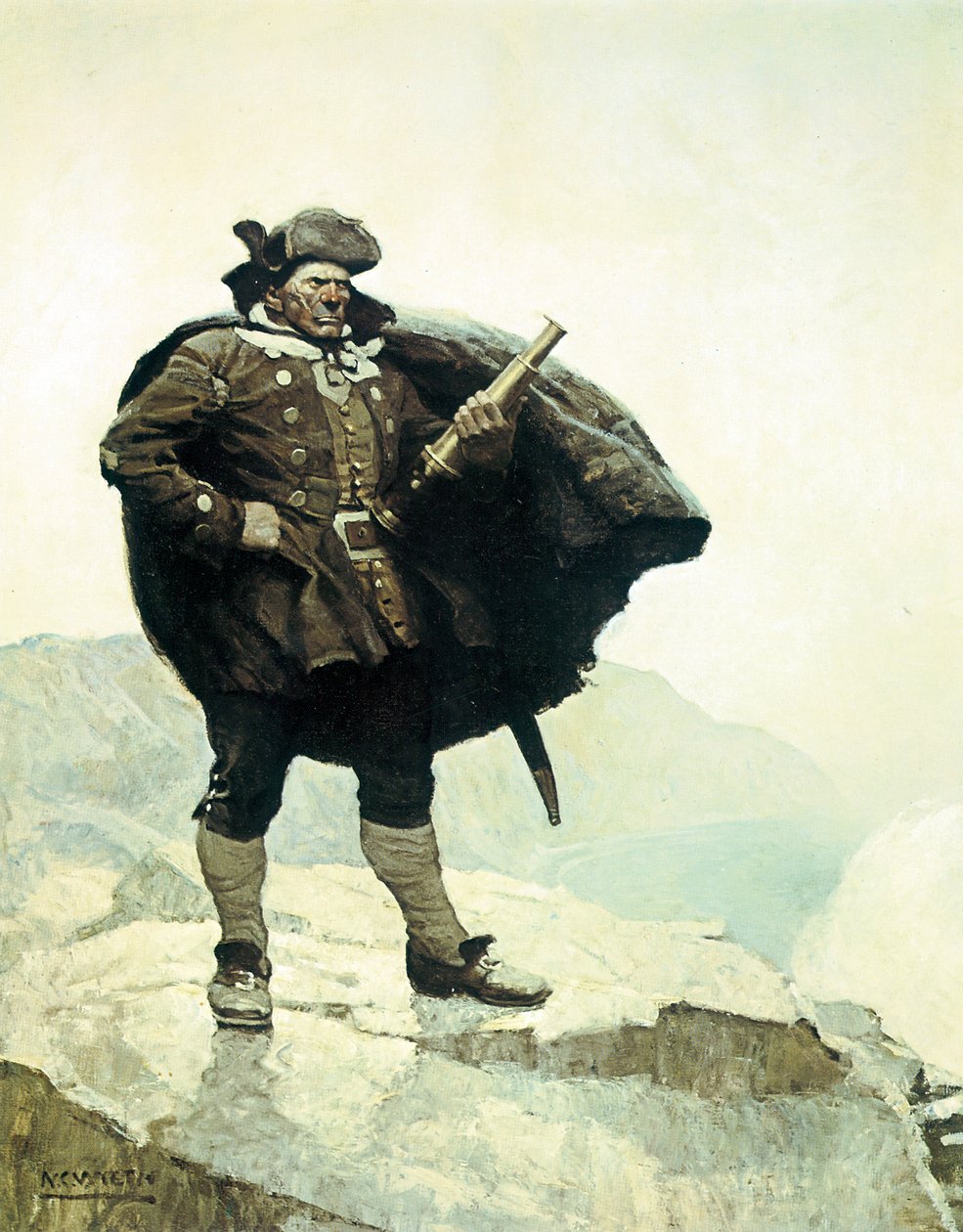 Billy Bones, Illustration aus dem Roman Die Schatzinsel von Robert Louis Stevenson, 1883 von Newell Convers Wyeth