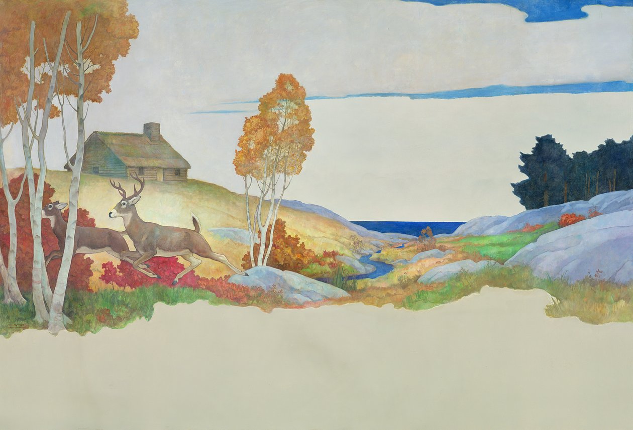 Hirsche und Bach, 1945 von Newell Convers Wyeth