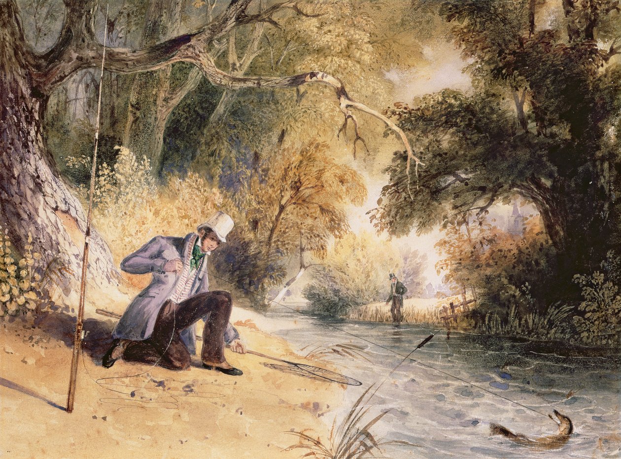 Hechtangeln, einen Hecht landen, ca. 1839 von Newton Fielding