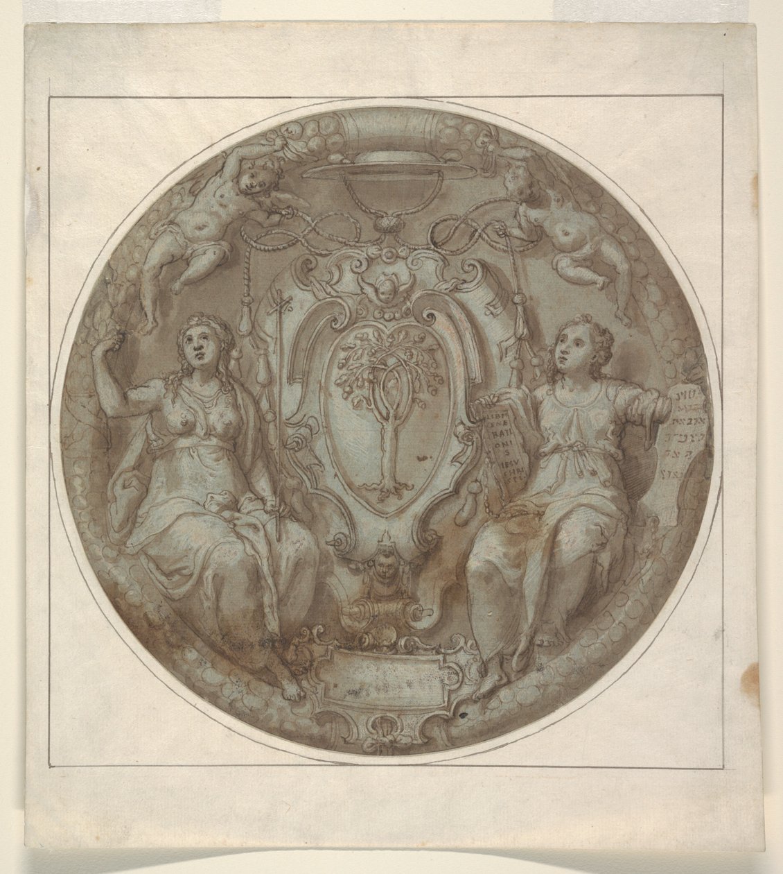 Entwurf für ein Tondo mit den Wappen von Kardinal Giulio della Rovere von Niccolò Martinelli, called il Trometta