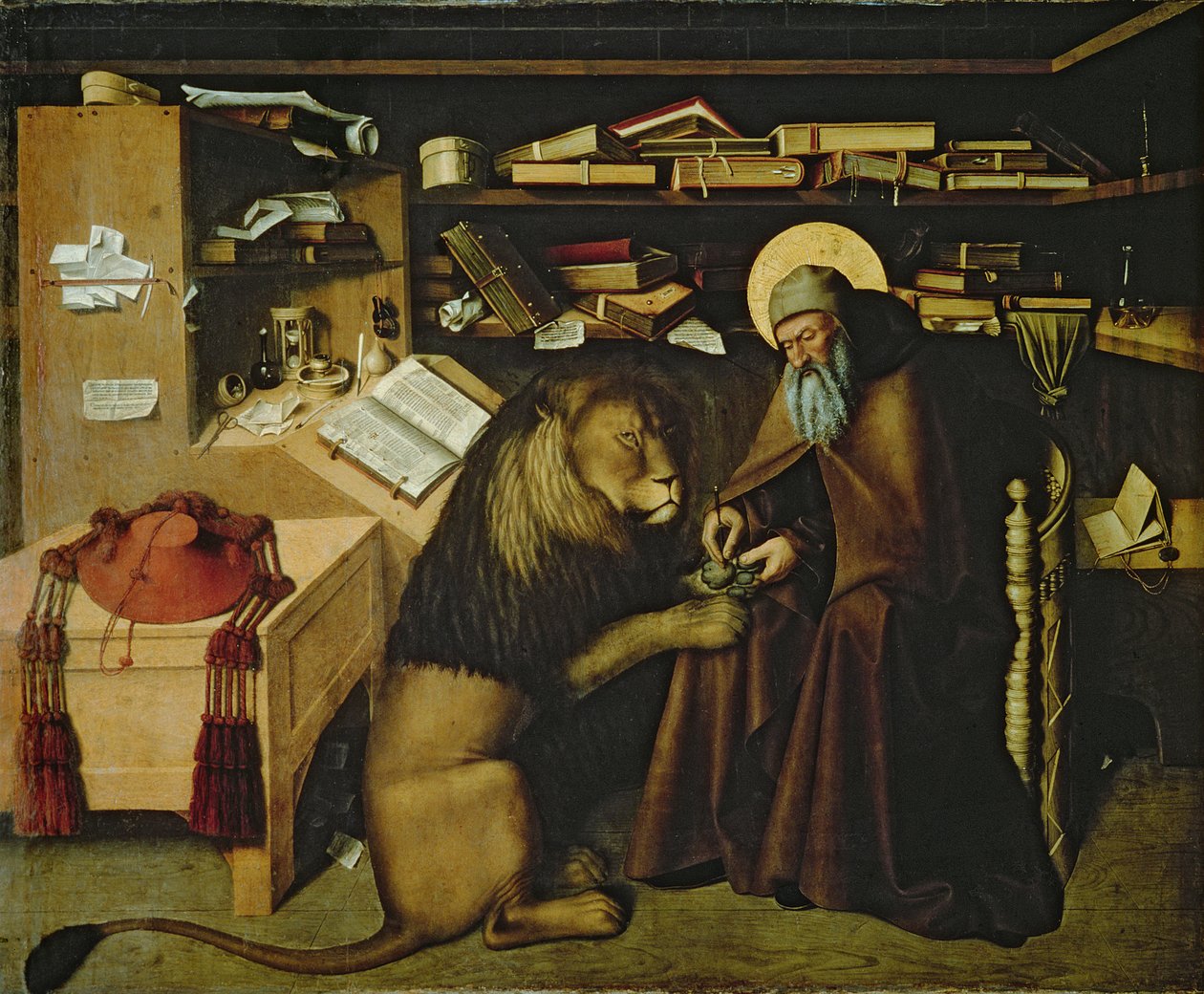 Der heilige Hieronymus entfernt einen Dorn aus der Löwenpfote, ca. 1445 von Niccolo Antonio Colantonio