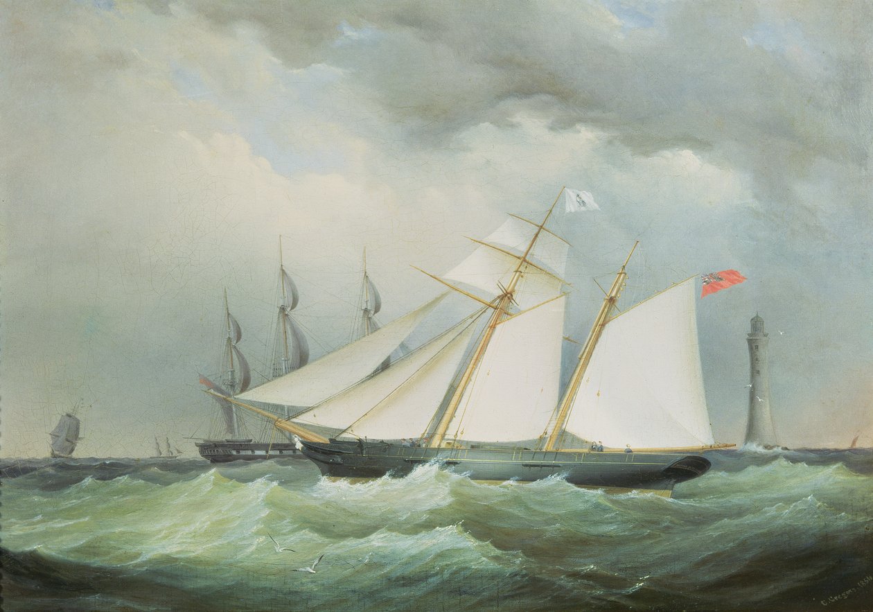 Schoner vor dem Eddystone-Leuchtturm von Nicholas Matthews Condy