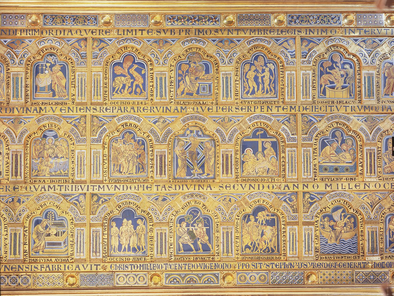 Der Verduner Altar, biblische Szenen darstellend, 1181 (zentraler Teil des mittleren Panels) von Nicholas of Verdun