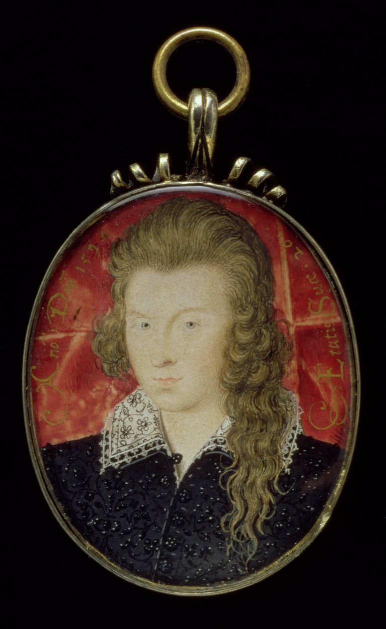 Nr. 3856 Henry Wriothesley, 3. Earl of Southampton (1573-1624), ca. 1594 von Nicholas Hilliard