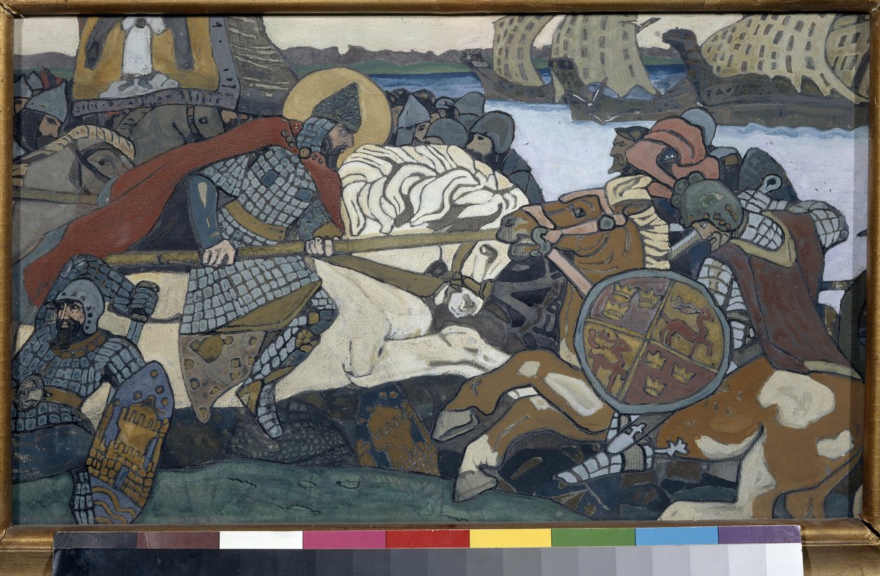 Alexander Newski schlägt Birger Jarl (Episode der Schlacht an der Newa) von Nicholas Roerich