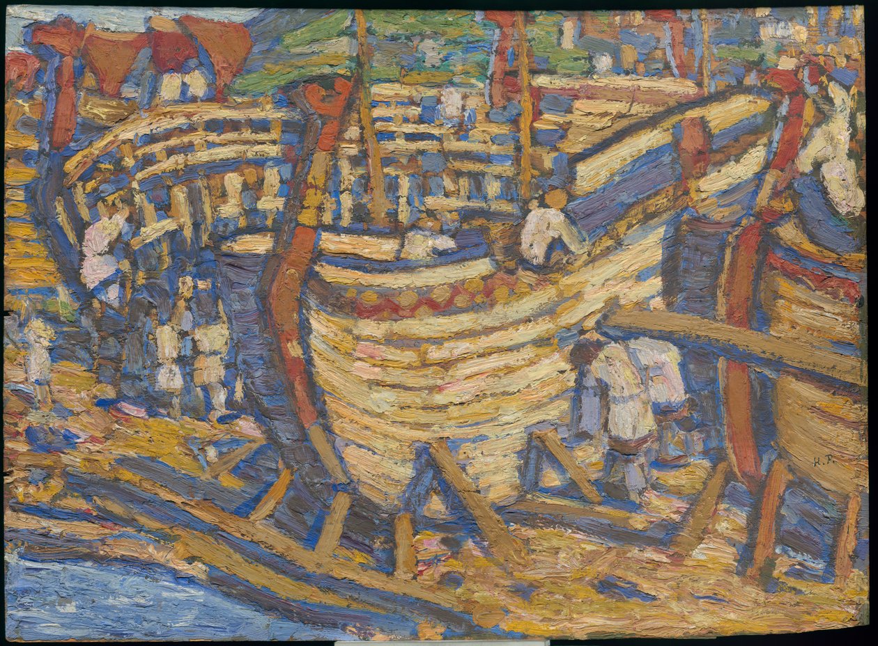 Schiffbau. Skizze für das gleichnamige Gemälde, 1903 von Nicholas Roerich