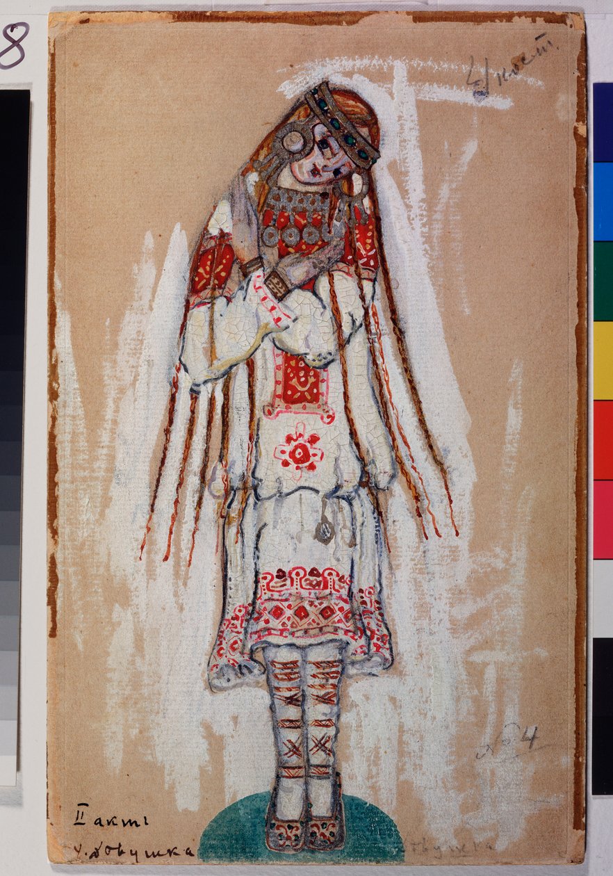 Kostüm für weibliche Figur im Ballett Das Frühlingsopfer von Igor Strawinsky von Nicholas Roerich