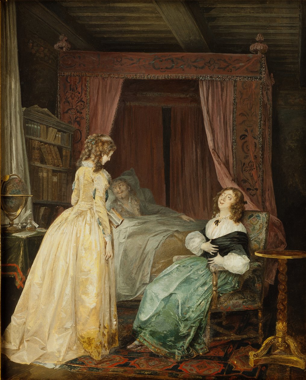 Königin Kristina von Schweden (1626-89) besucht Professor Saumaise (1588-1653) 1794 von Niclas II Lafrensen