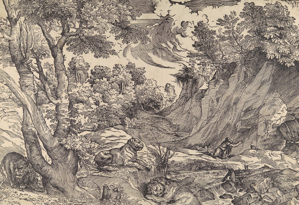 St. Hieronymus in der Wildnis, Mitte des 16. Jahrhunderts von Nicolò Boldrini.
