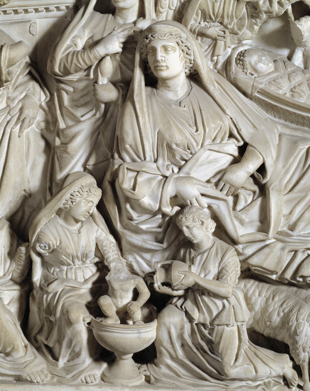 Die Geburt Christi (Detail) Stuhl von Nicola Pisano (1215/20-1278/84) 1260 Baptisterium San Giovanni, Pisa, Italien von Nicola Pisano