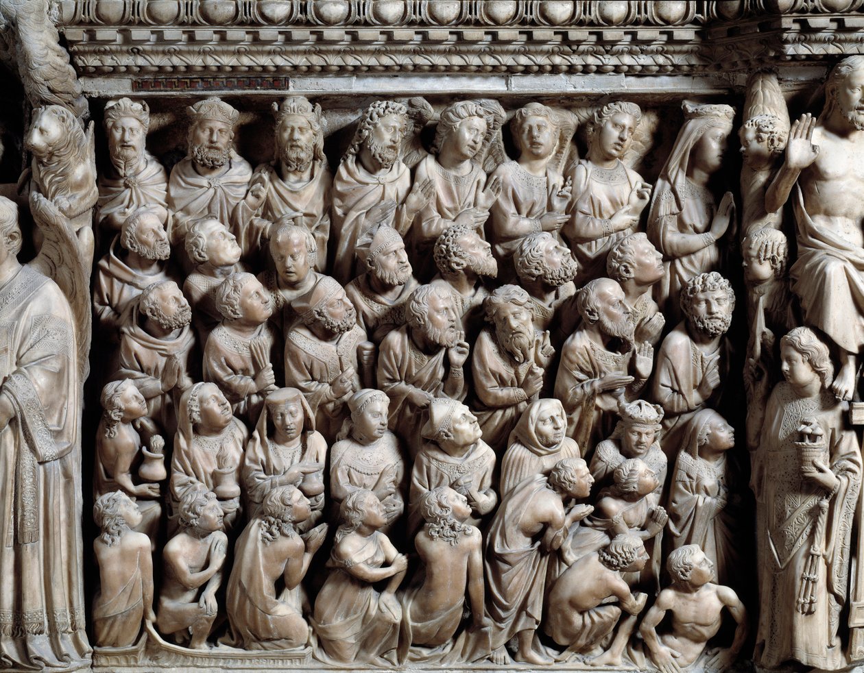 Jüngstes Gericht, die Auserwählten (Detail) von Nicola Pisano