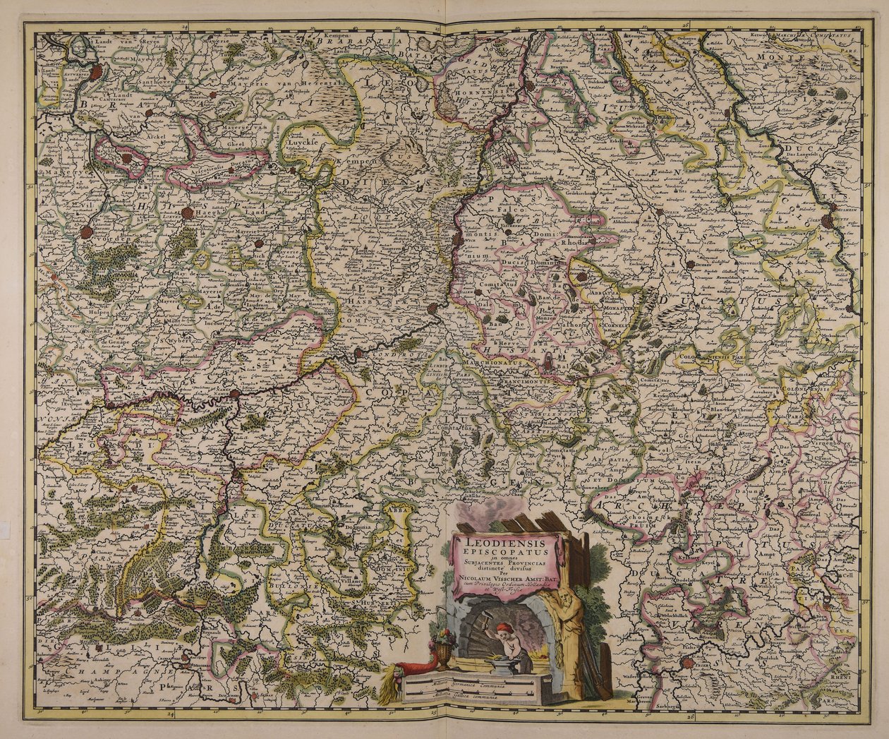 Leodiensis episcopatus in omnes subjacentes provincias distincté divisus von Nicolaes Visscher