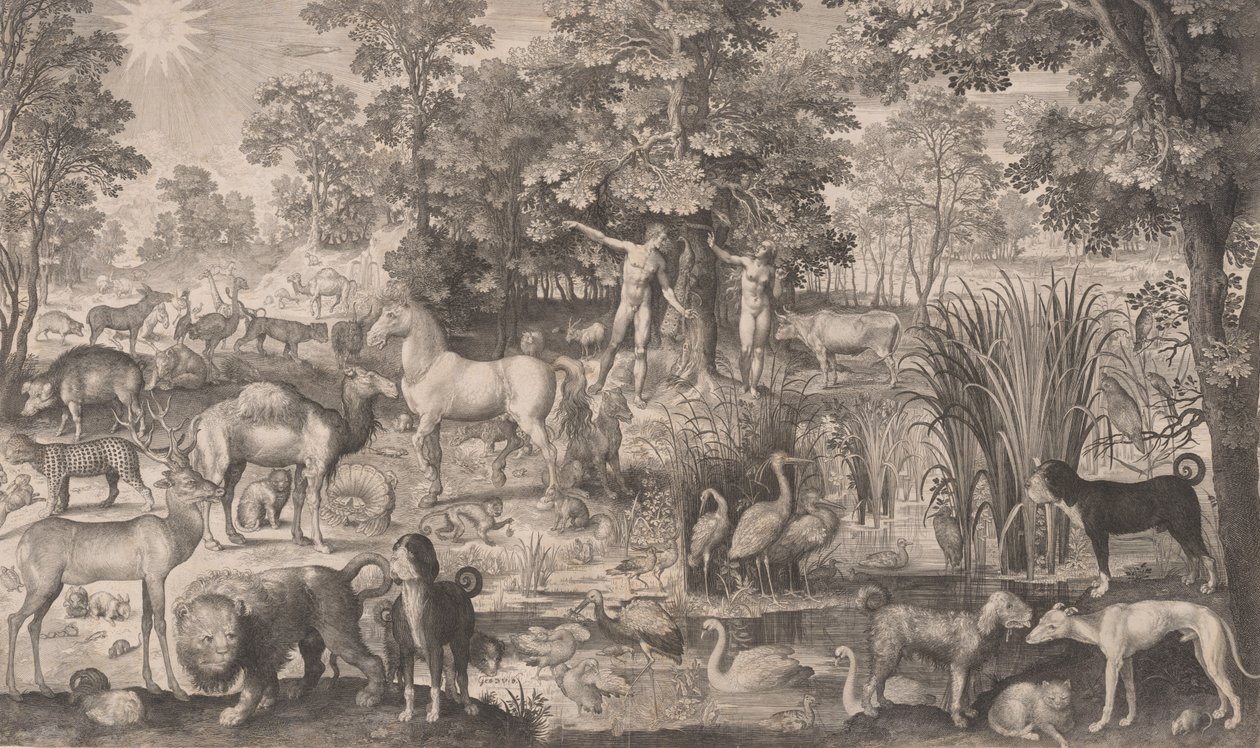 Adam und Eva im Paradies, 1631 von Nicolaes de Bruyn