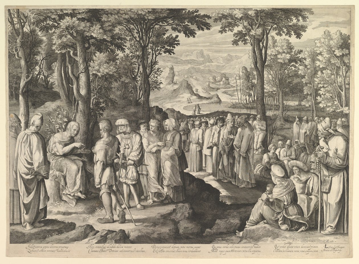Johannes der Täufer predigt in der Wüste, ca. 1527-28 von Nicolaes de Bruyn