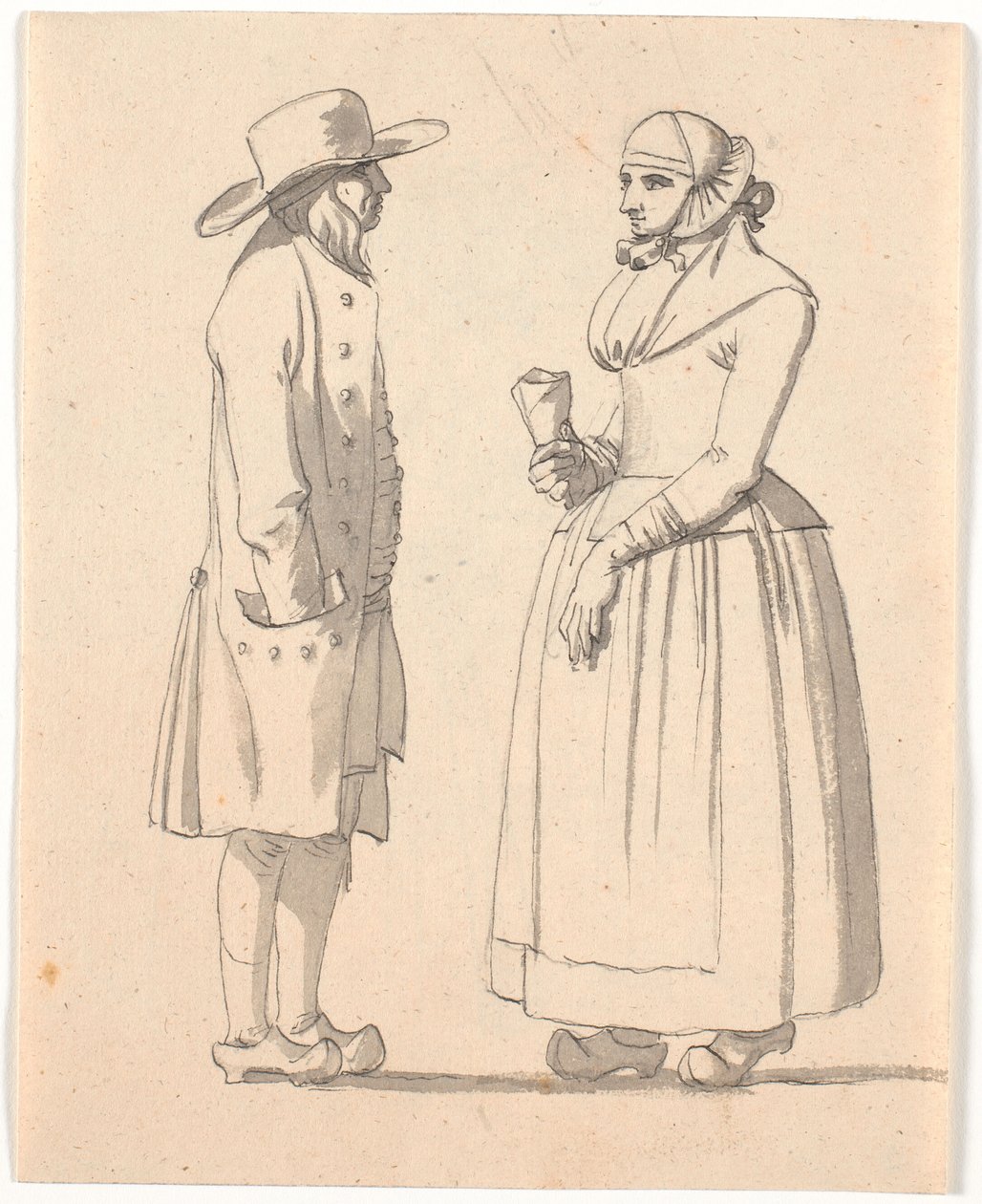 Ein Bauer und seine Frau stehen sich gegenüber von Nicolai Abildgaard