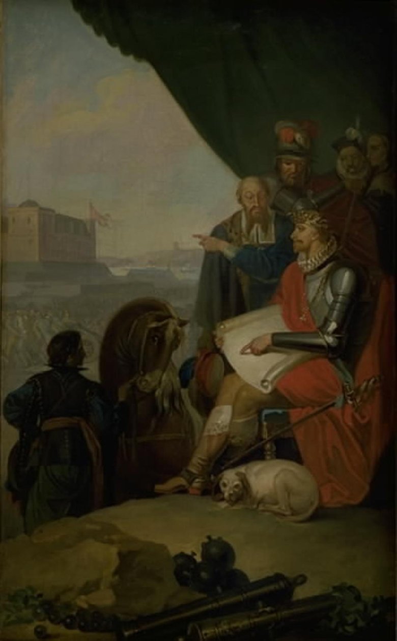 Frederik II. baut Schloss Kronborg in Helsingör von Nicolai Abildgaard