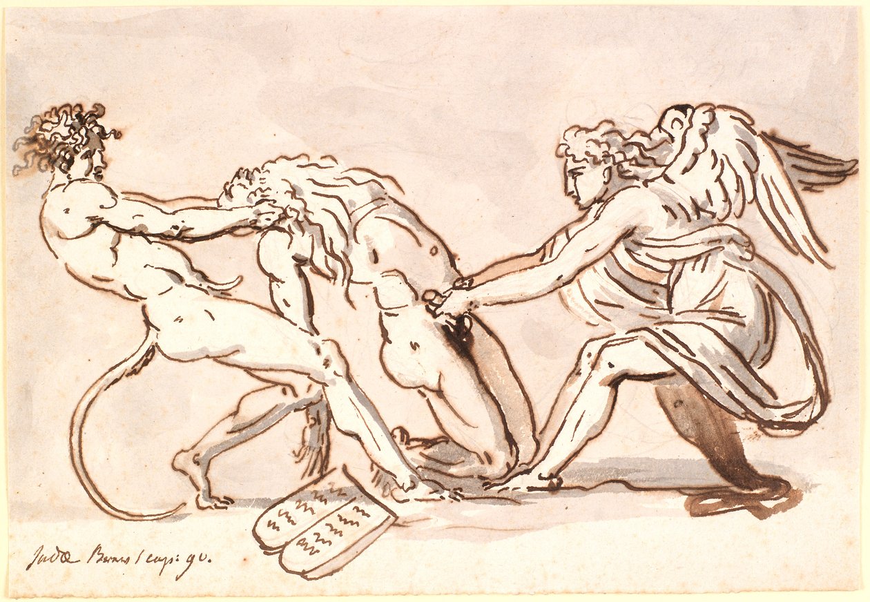 Michael der Erzengel im Streit mit dem Teufel um den Körper von Moses von Nicolai Abildgaard