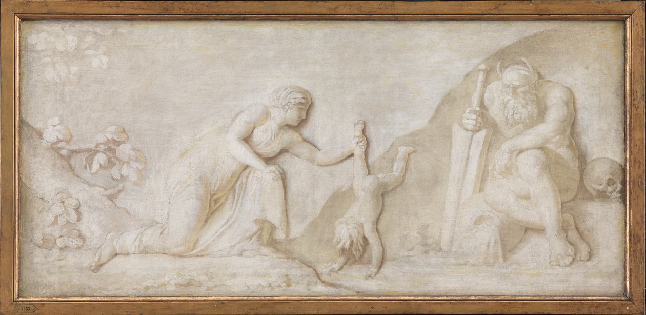 Thetis taucht ihren Sohn Achilles in den Fluss Styx, um ihn unverwundbar zu machen von Nicolai Abildgaard