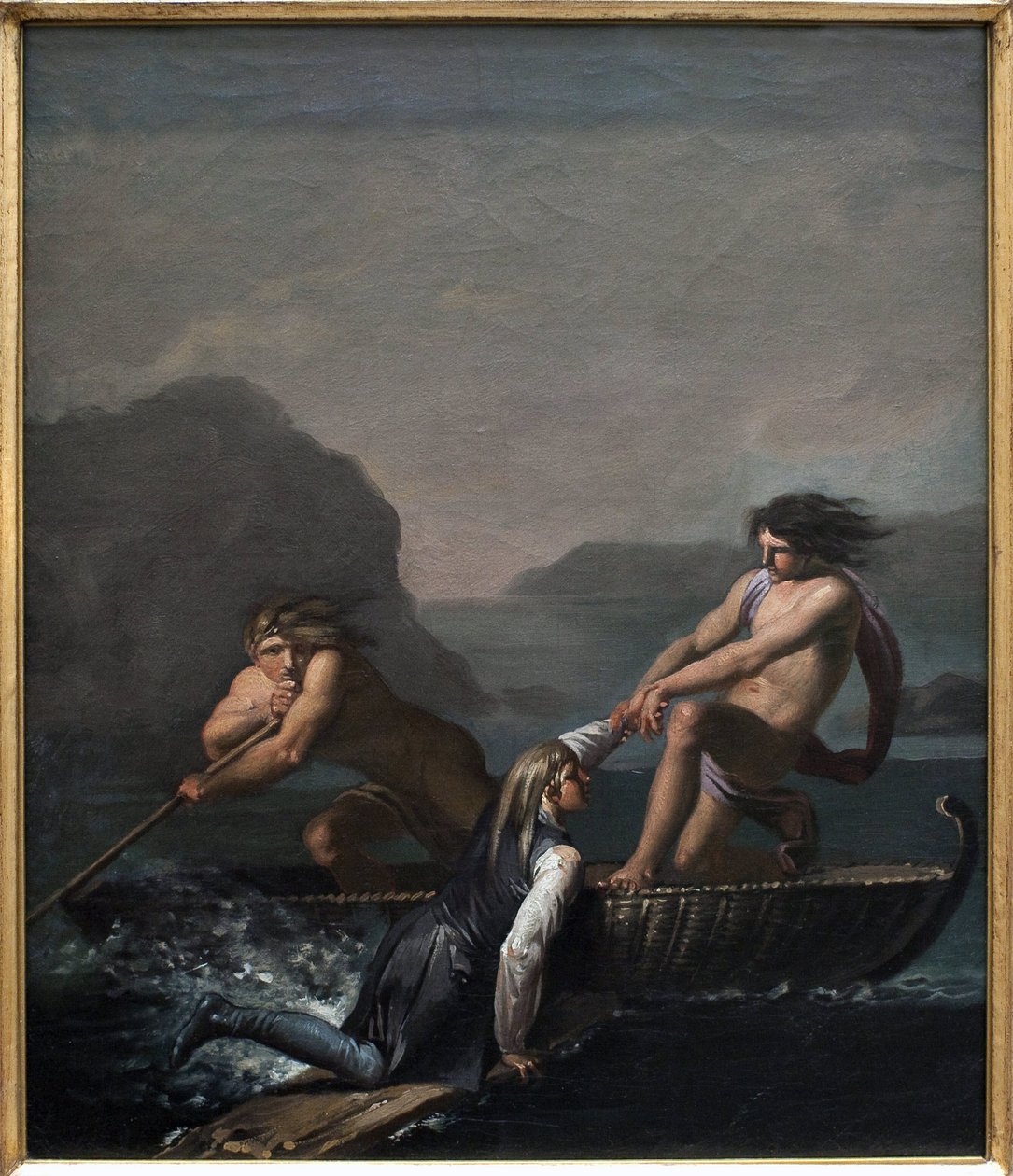 Das Schiffswrack Niels Klim wird von zwei Quamiten gerettet. Auszug aus Die unterirdische Reise von Niels Klim von Nicolai Abraham Abildgaard