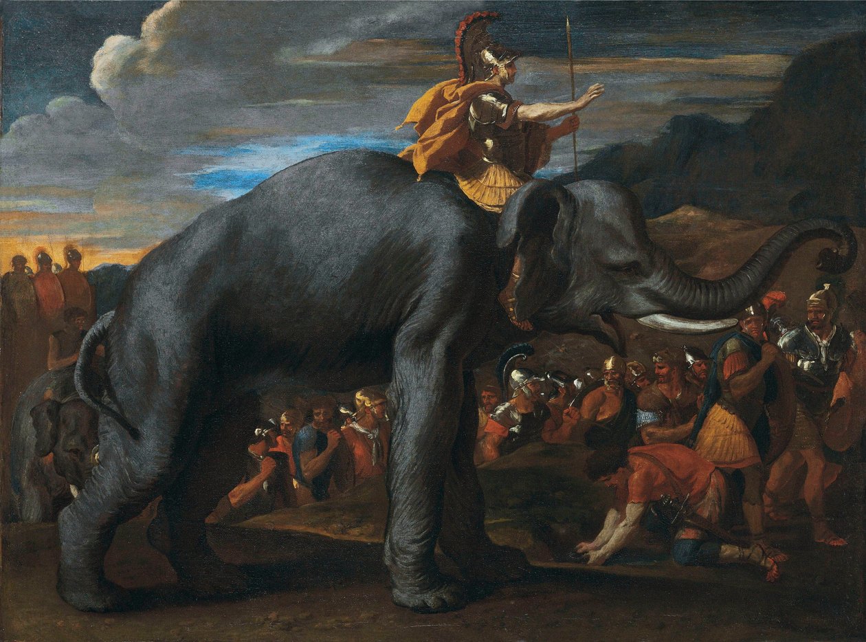 Hannibal überquert die Alpen auf einem Elefanten von Nicolas Poussin