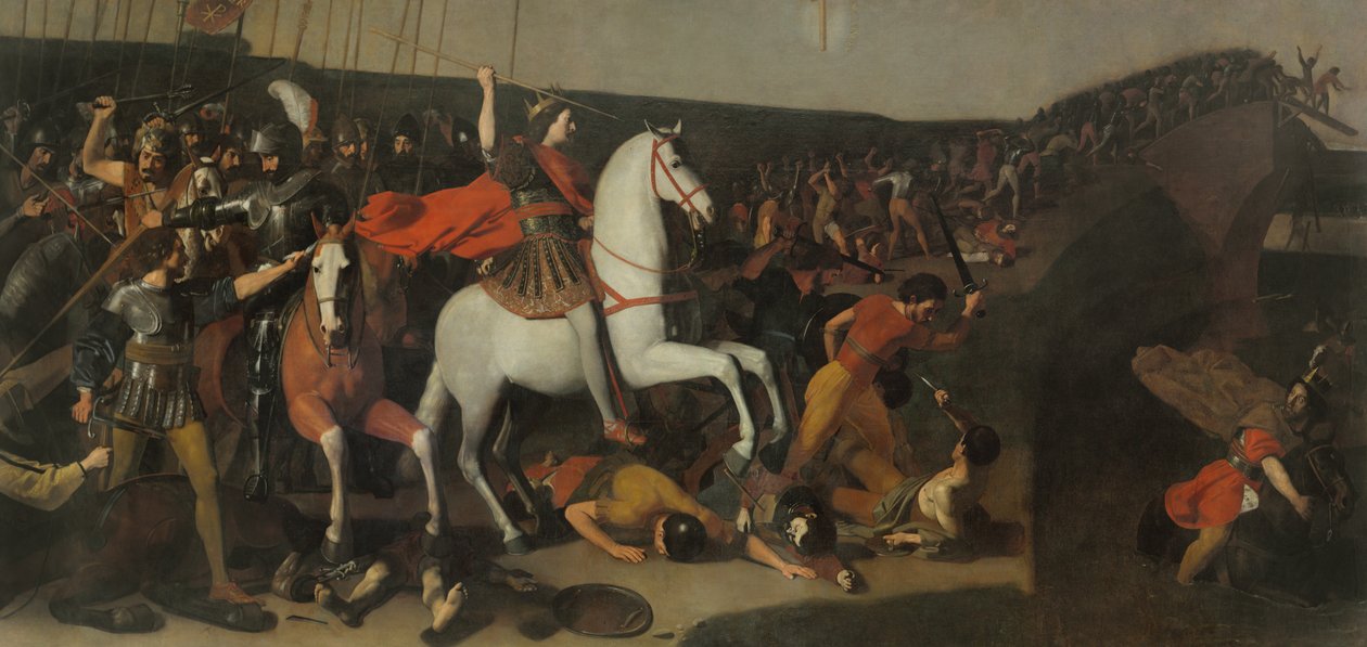 Die Schlacht an der Milvischen Brücke, Sieg von Konstantin über Maxentius von Nicolas Tournier