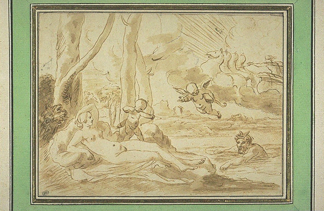 Jupiter und Antiope von Nicolas (attr.to) Poussin