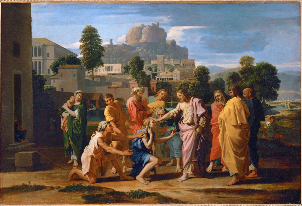 Die Blinden von Jericho von Nicolas (attr.to) Poussin