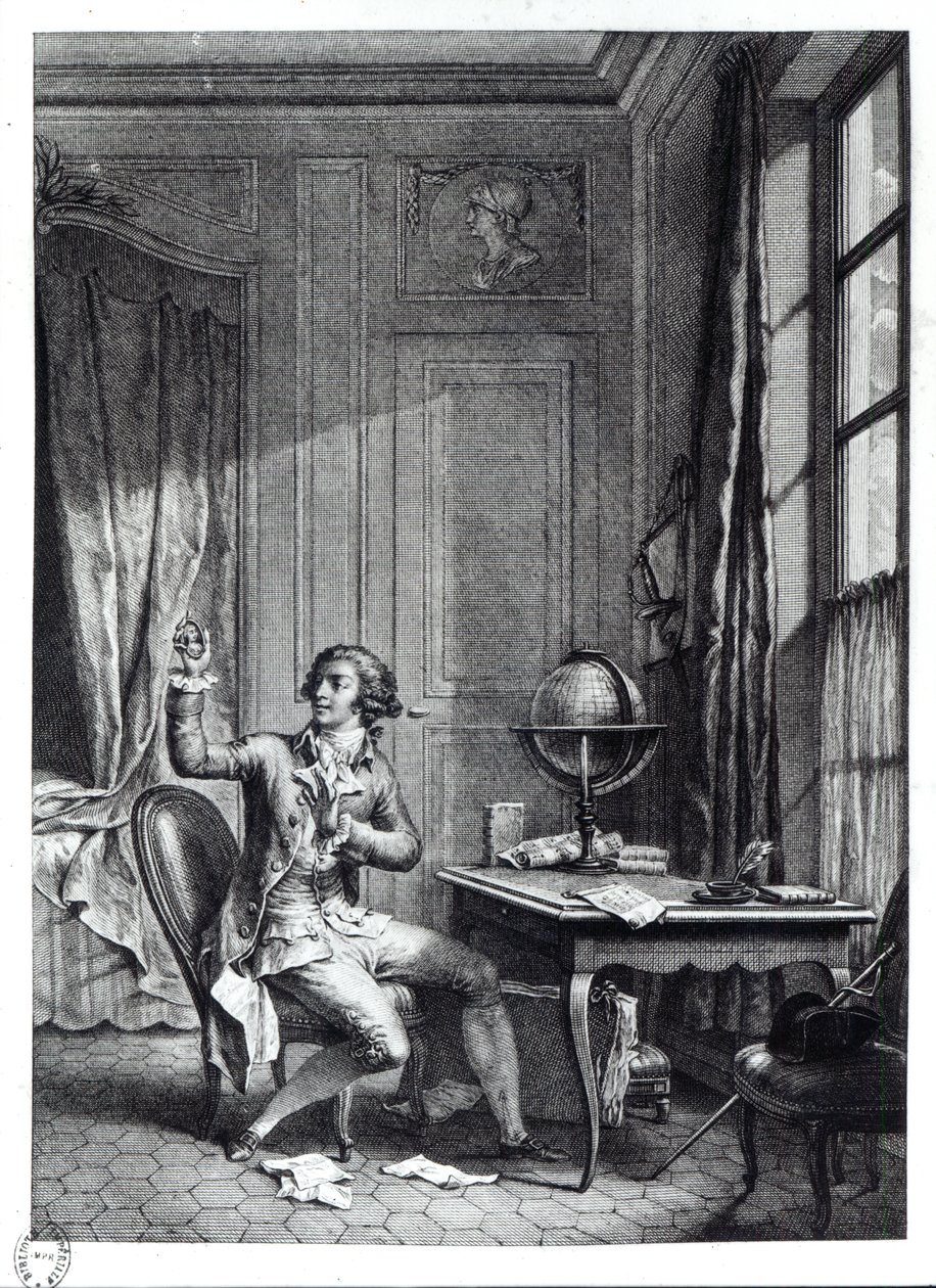 St. Preux erhält das Porträt von Julie, Illustration aus 