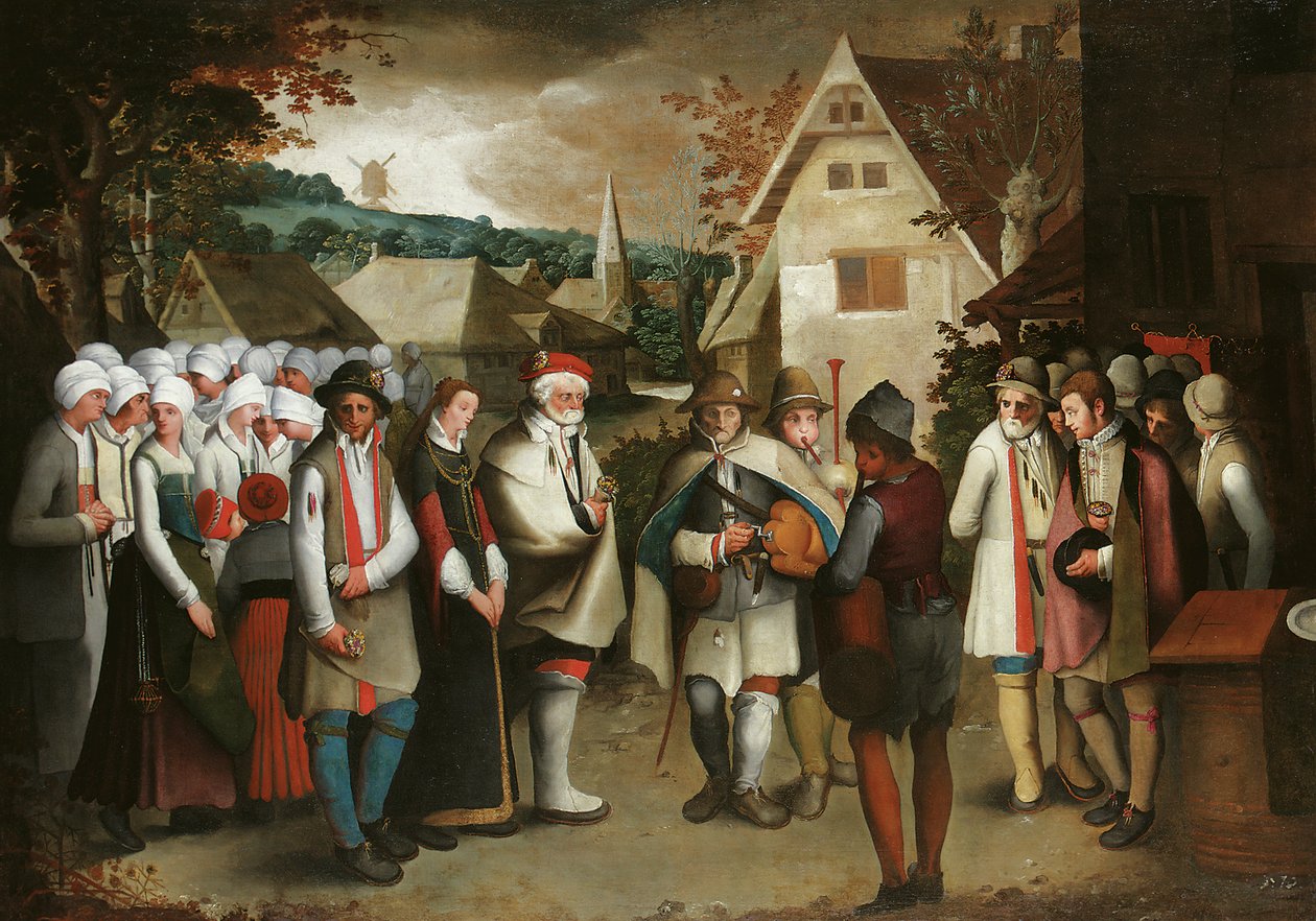 Eine Hochzeitsprozession durch eine Stadt von Nicolas Baullery