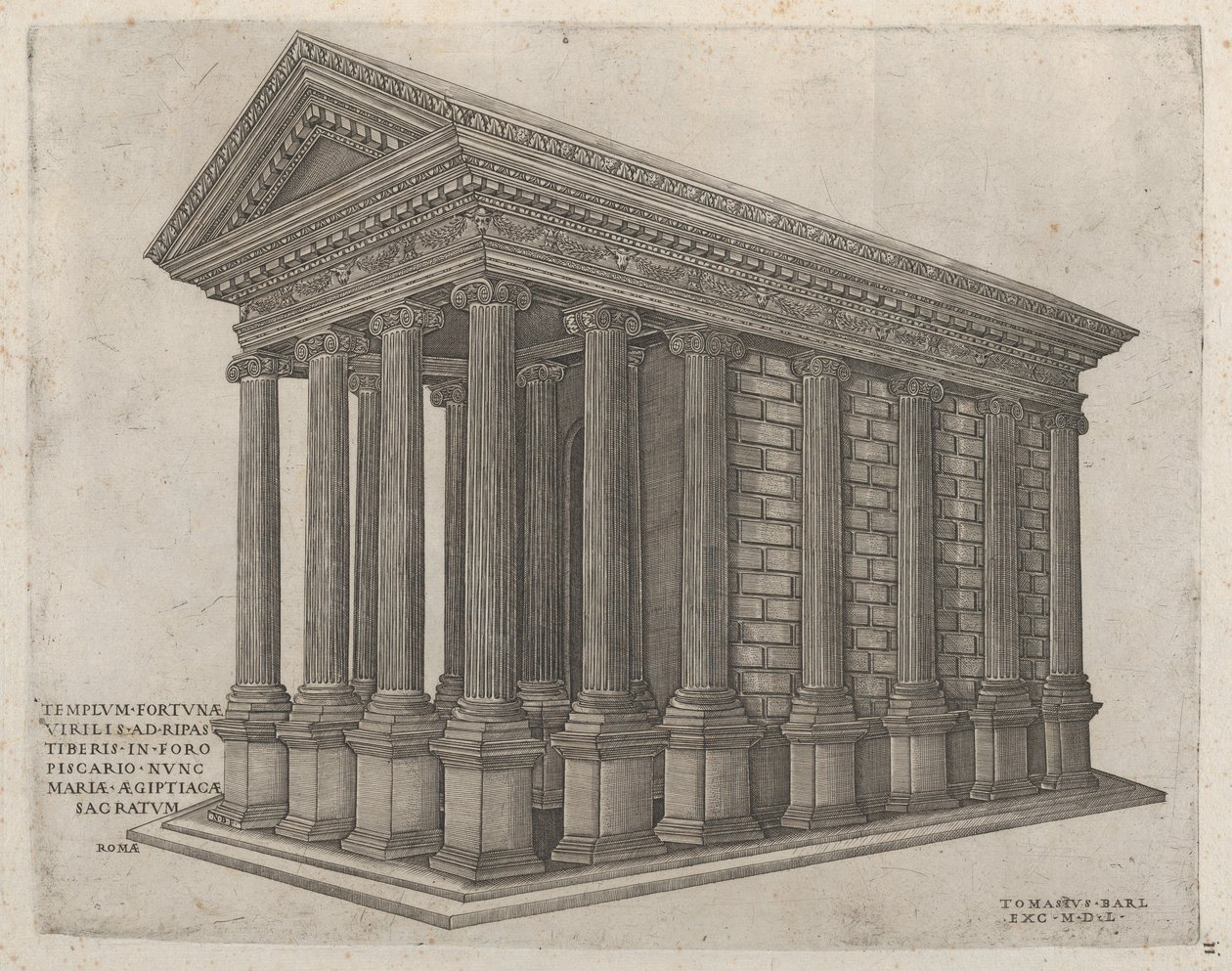 Speculum Romanae Magnificentiae: Der Tempel des Glücks in Rom von Nicolas Beatrizet