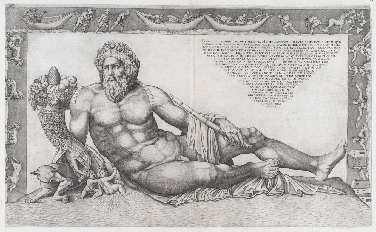 Speculum Romanae Magnificentiae: Der Tiber, Mitte des 16. Jahrhunderts von Nicolas Beatrizet