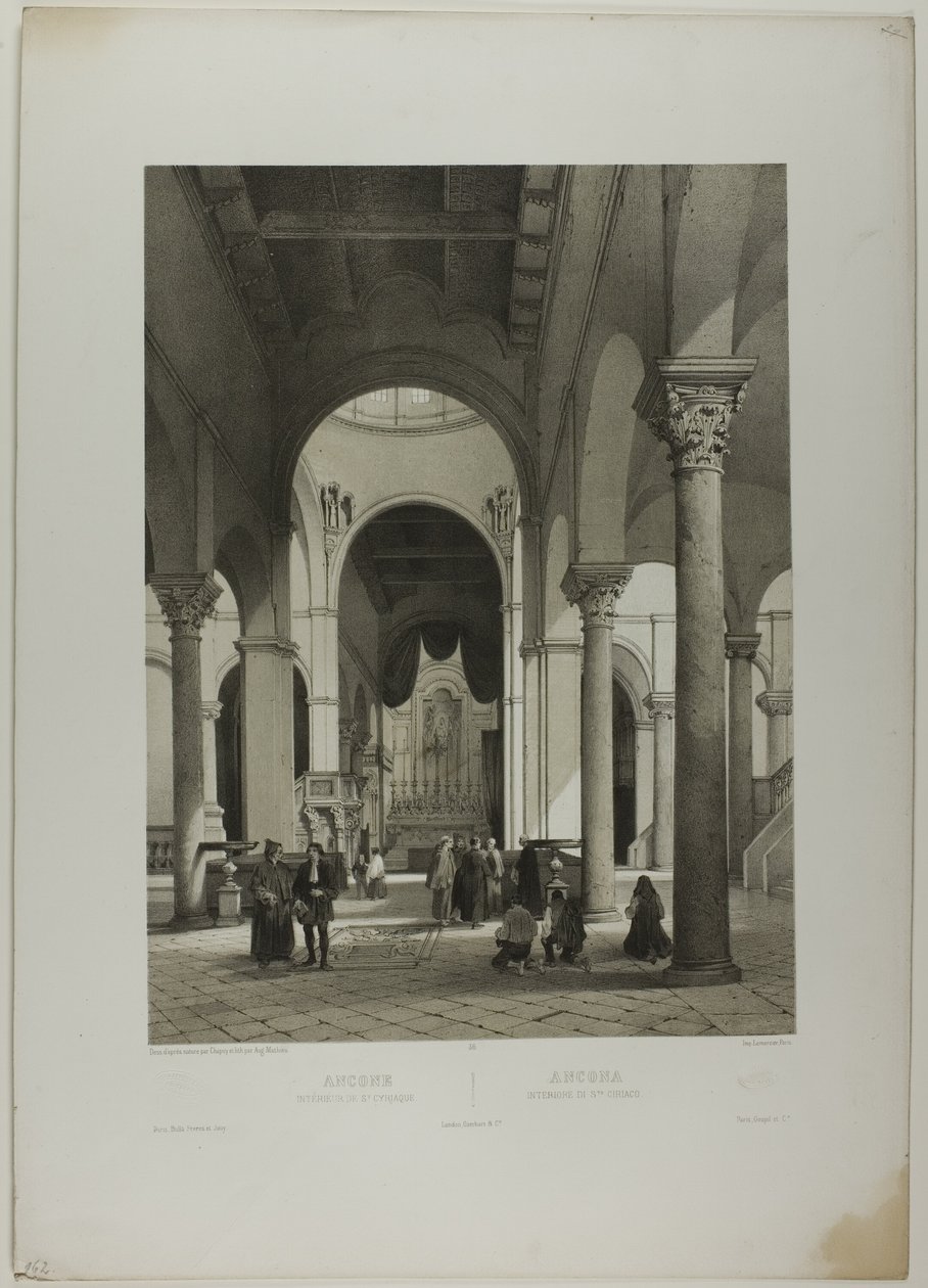 Ancona: Innenraum von St. Syriacus, Tafel 38 aus Italie Monumentale et Pittoresque von Nicolas Chapuy
