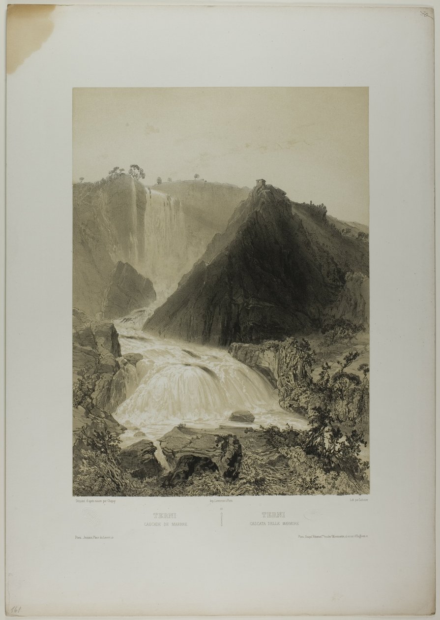 Terni: Marmorfälle, Tafel zwanzig aus Italie Monumentale et Pittoresque von Nicolas Chapuy