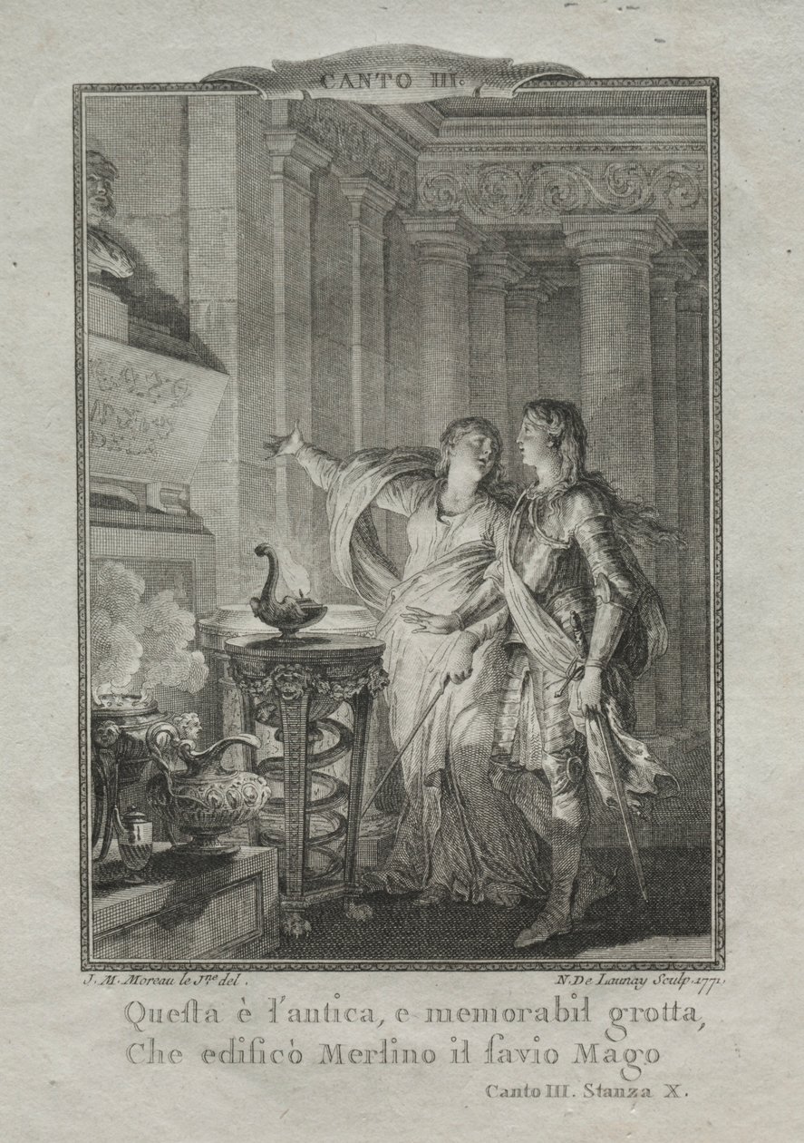 In der Grotte von Merlin, dem Zauberer, 1771 von Nicolas Delaunay