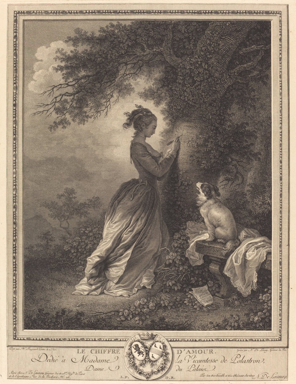 Das Liebeszeichen von Nicolas Delaunay after Jean Honoré Fragonard