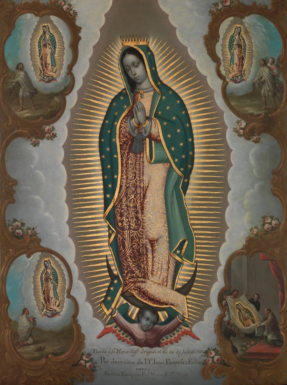Die Jungfrau von Guadalupe mit den vier Erscheinungen von Nicolás Enríquez