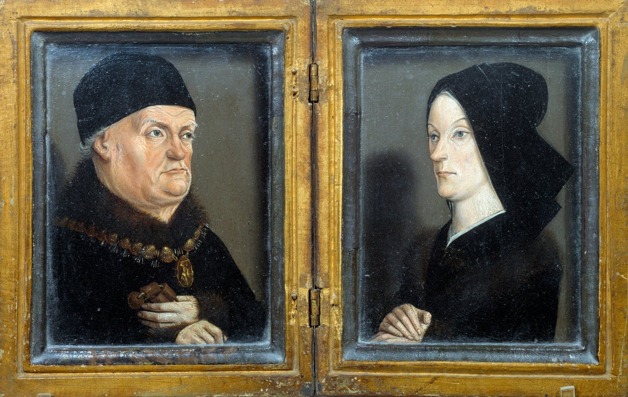 Diptychon des Matheron: Porträts von René, Herzog von Anjou, Graf von Provence, König von Sizilien und Jerusalem und seiner Frau Jeanne de Laval von Nicolas Froment