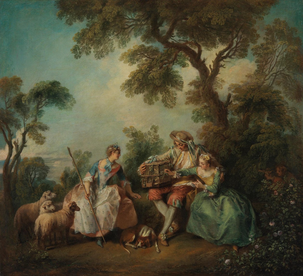 Der Vogelkäfig (Les amours du bocage) von Nicolas Lancret
