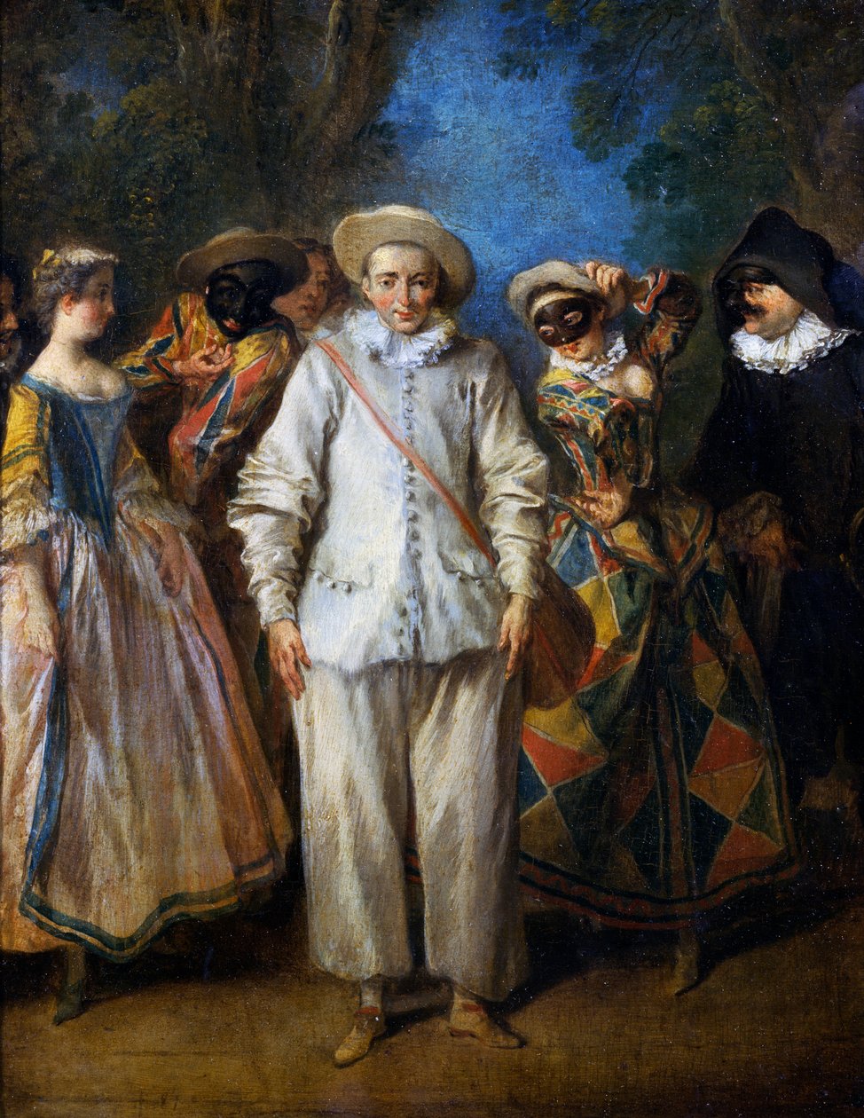 Die Schauspieler der italienischen Komödie, von Nicolas Lancret (1690-1743), Öl auf Holz, 25,5x22 cm. Frankreich von Nicolas Lancret